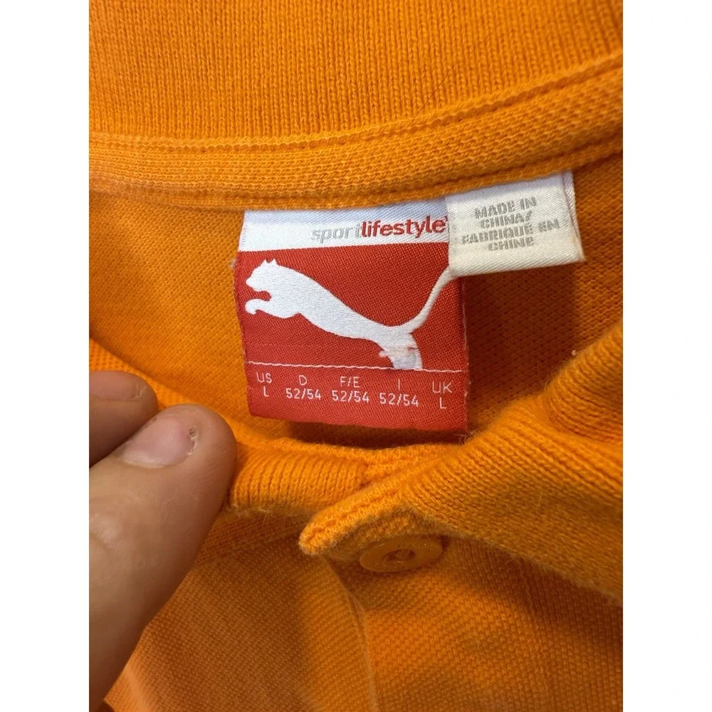 PUMA Sport Lifestyle Polo Orange L Large Shortsleeve Shirt Casual Ricky Fowler‎ - Picture 2 of 3